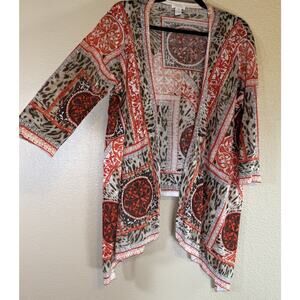 Chicos 2 Size Large Medallion Animal Print Cardigan Kimono